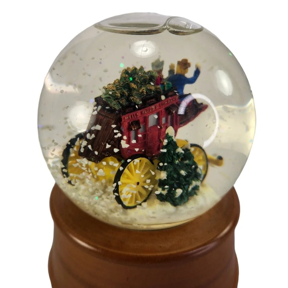 Wells‎ Fargo Stage Coach Snowglobe Musical Christmas Let It Snow Globe Vtg READ